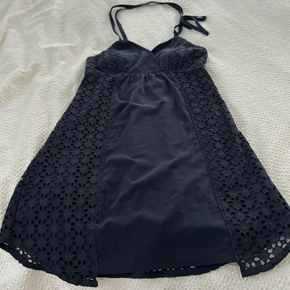 Athleta navy blue eyelet sun dress